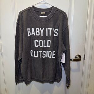 NWT Pink Lily Baby It’s Cold Outside Oversized Sweatshirt